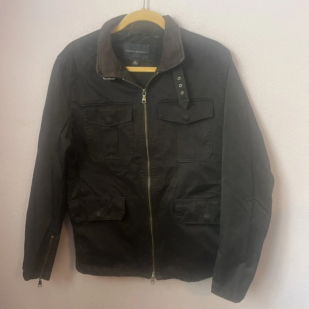 Vintage Banana Republic Fall 2010 Black Waxed Cotton 4-Pocket Field Jacket Small
